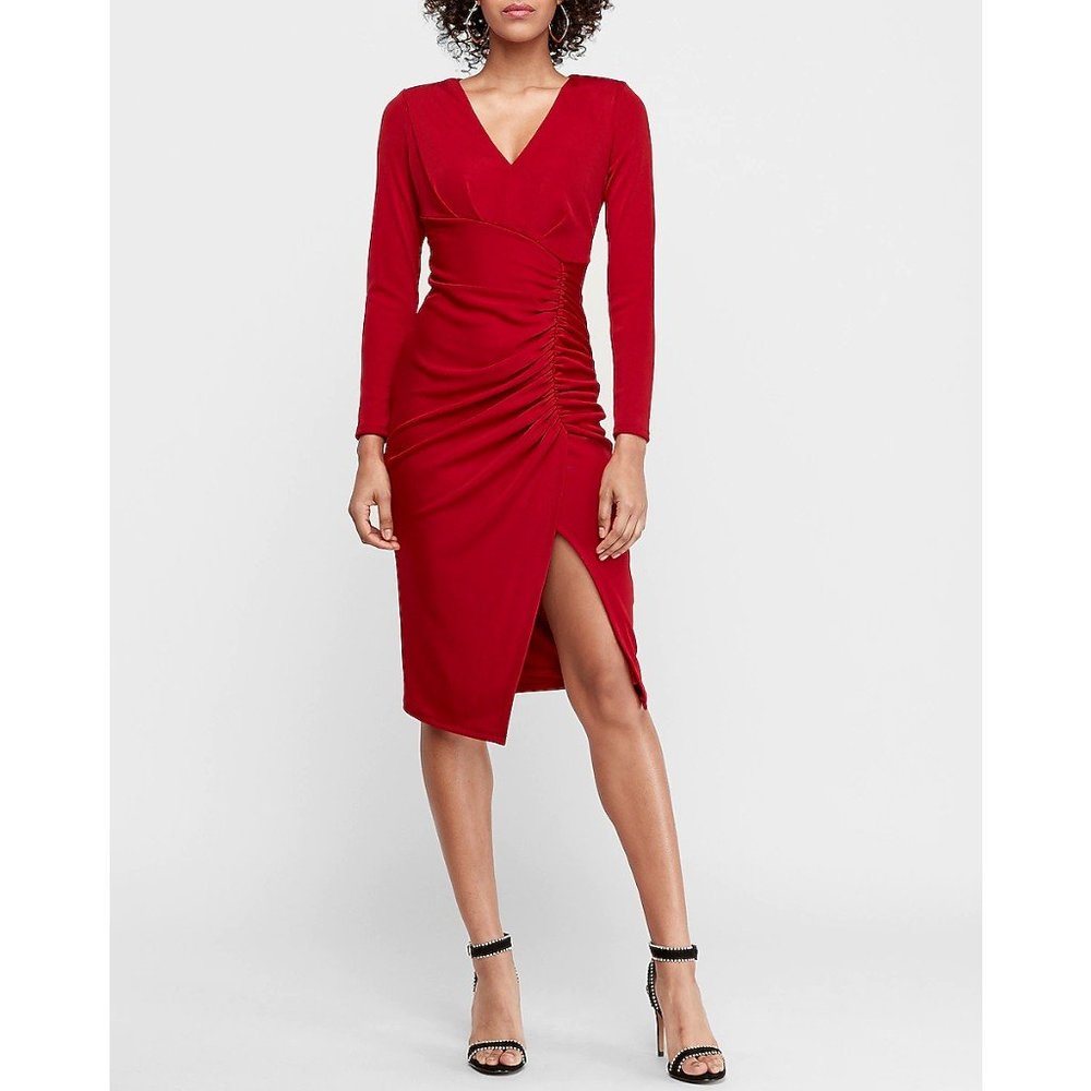 NWT Express Ruched Long Sleeve Sheath Dress M
